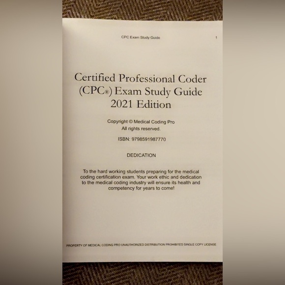 NWT Medical Coding Pro
CPC Exam Study Guide 2021 Edition Professional Coder Book - Picture 3 of 3